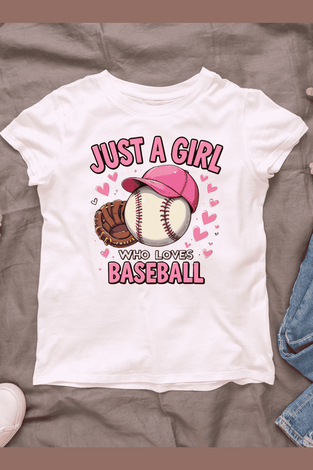 Just A Girl Who Loves Baseball T-shirt Design pinterest preview image.