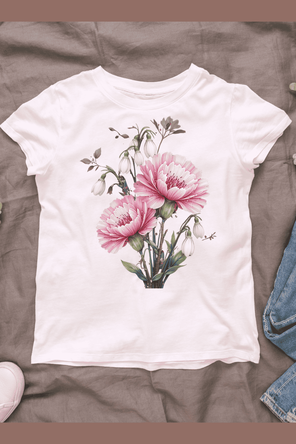 Vintage Flower T-shirt Design pinterest preview image.