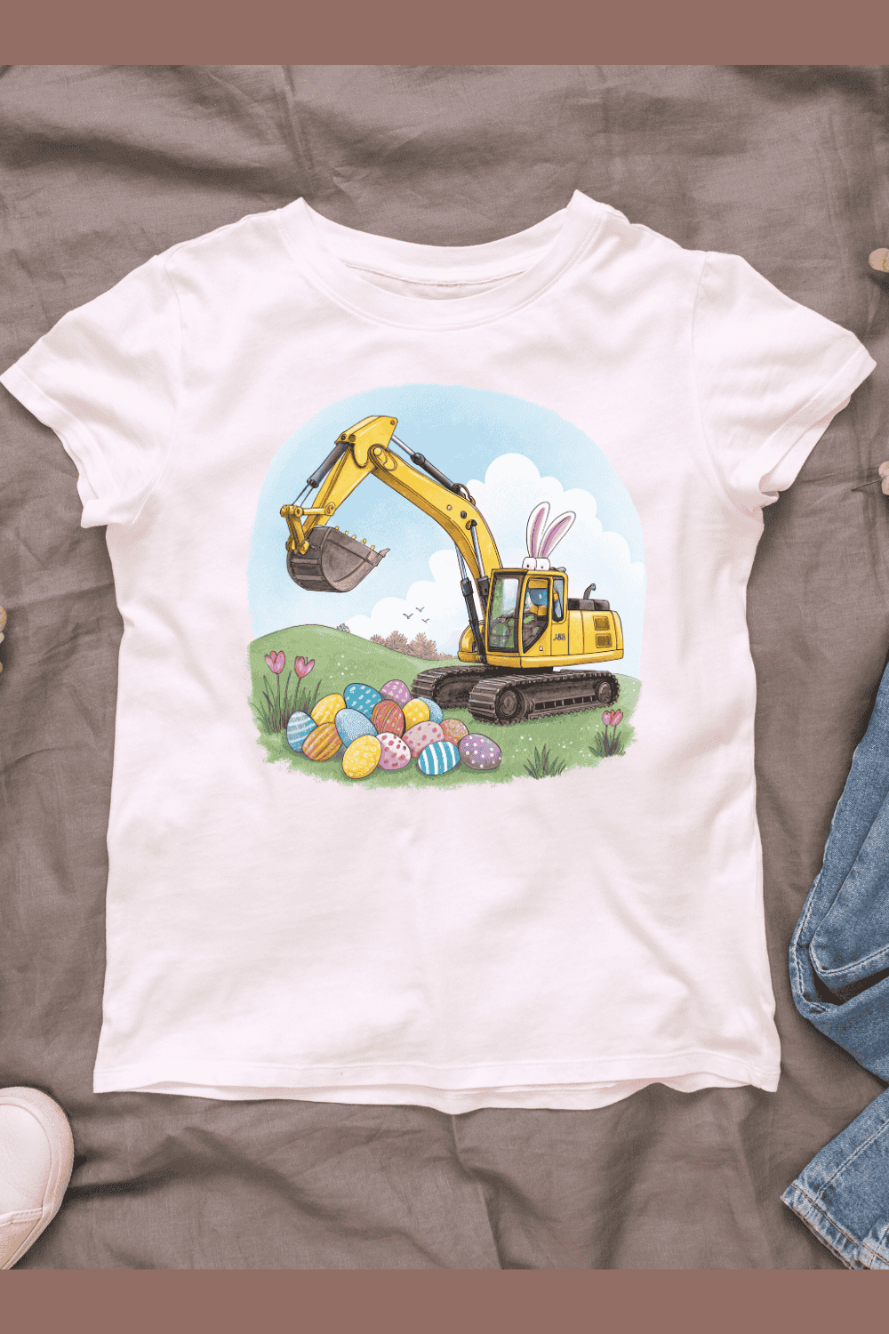 Egg Hunt Excavator T-shirt Design pinterest preview image.