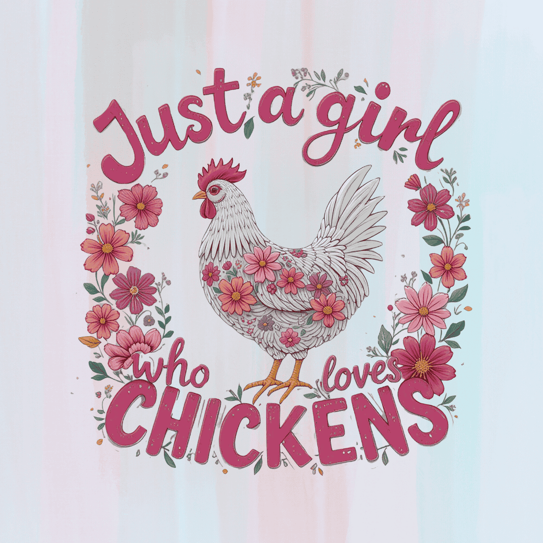 Just A Girl Who Loves Chickens T-shirt Design preview image.