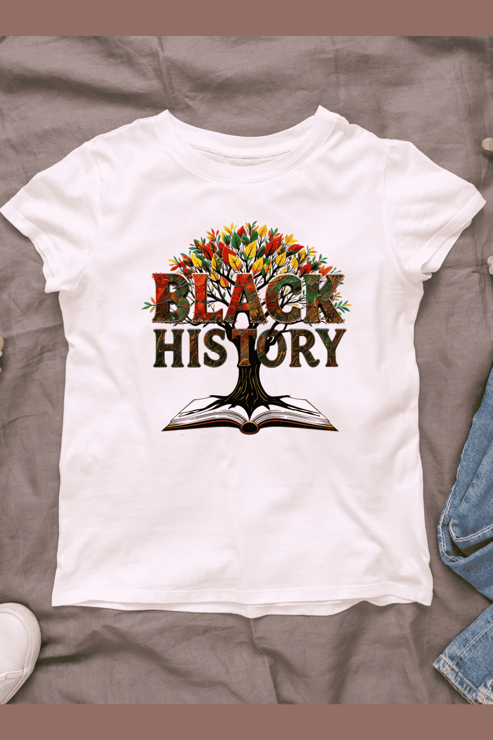 Black History Month Tree of Knowledge T-shirt Design pinterest preview image.