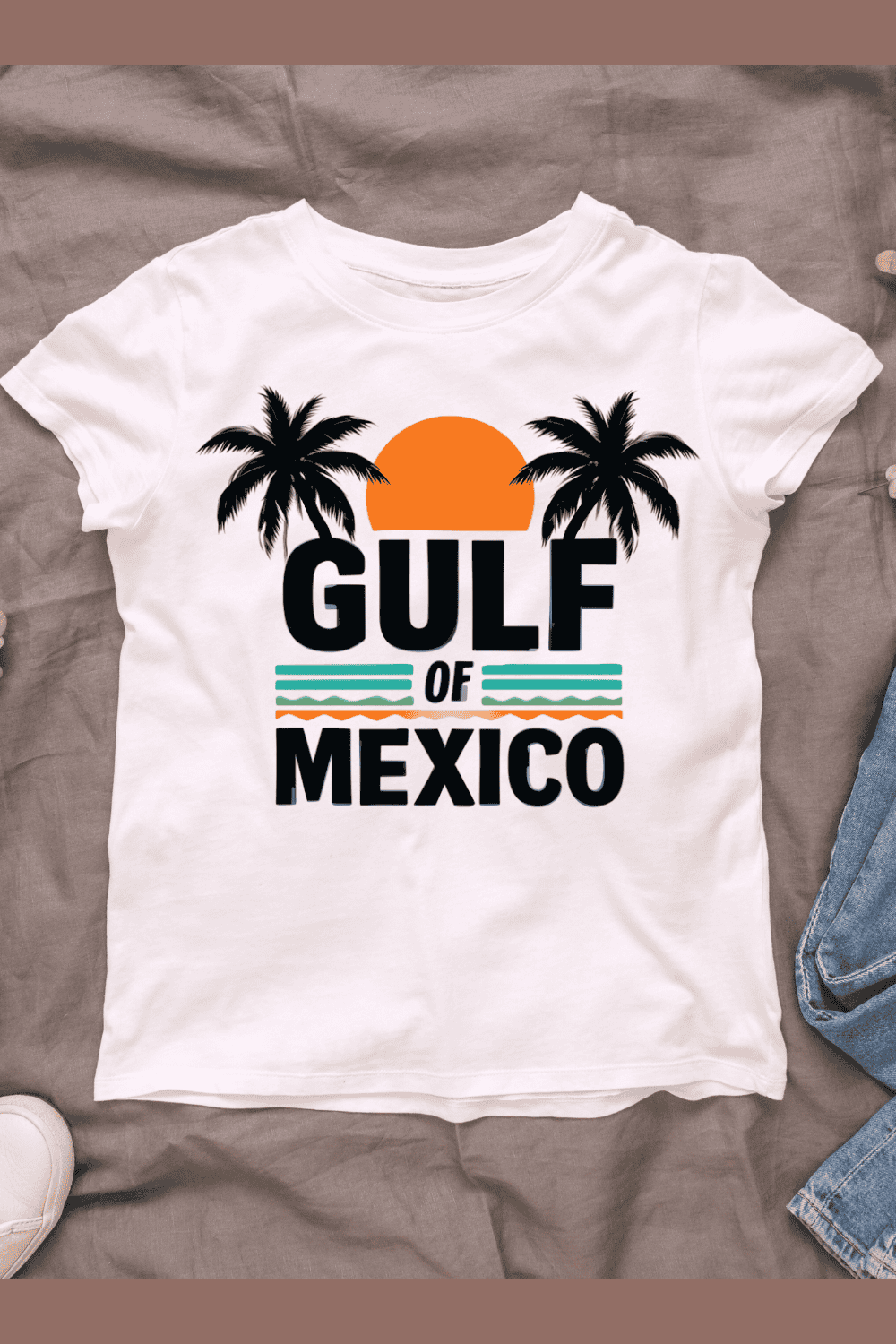 Retro Gulf of Mexico T-shirt Design pinterest preview image.