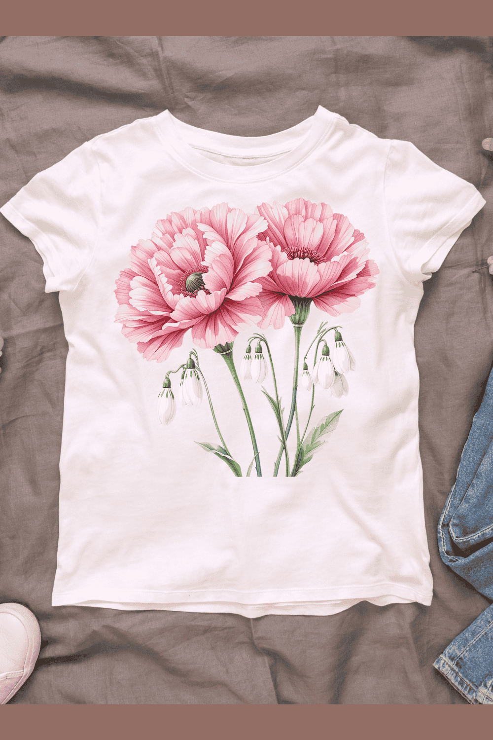 Watercolor Flower Arrangement T-shirt Design pinterest preview image.