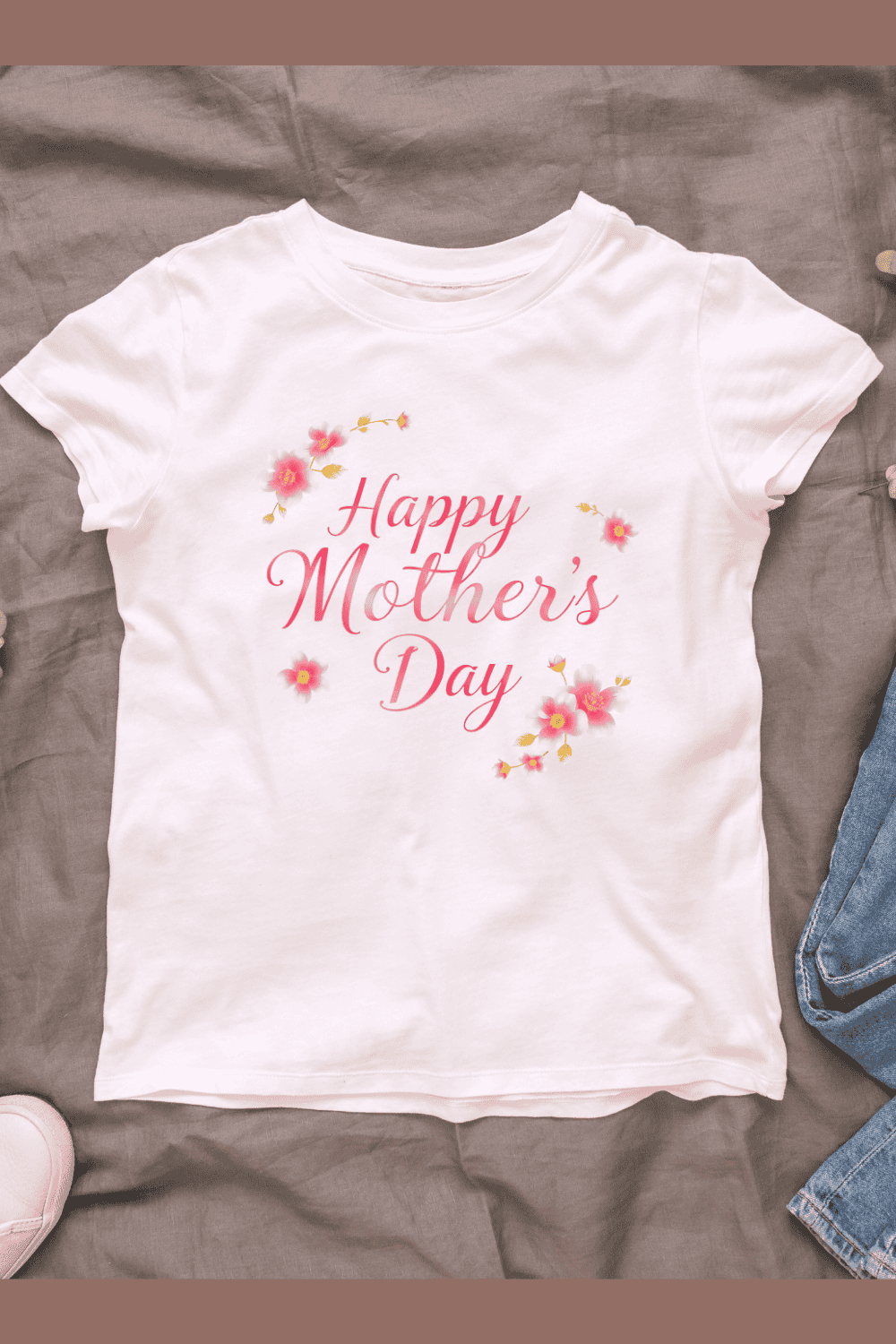 Mother's Day Flowers T-shirt Design pinterest preview image.