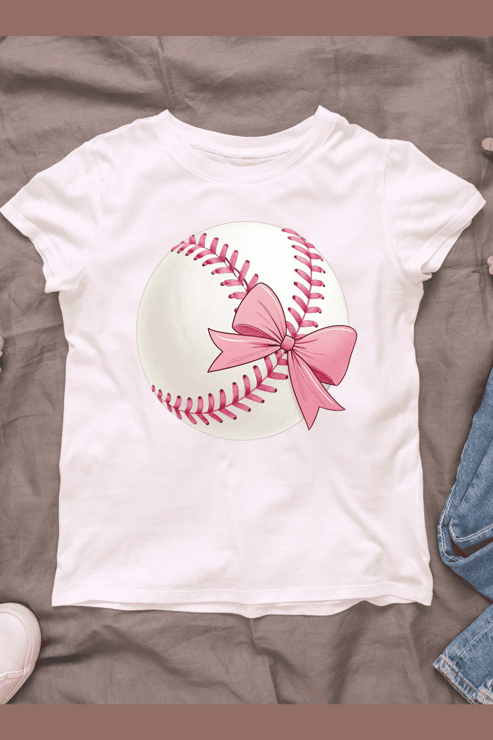 Baseball with Ribbon T-shirt Design Bundle pinterest preview image.