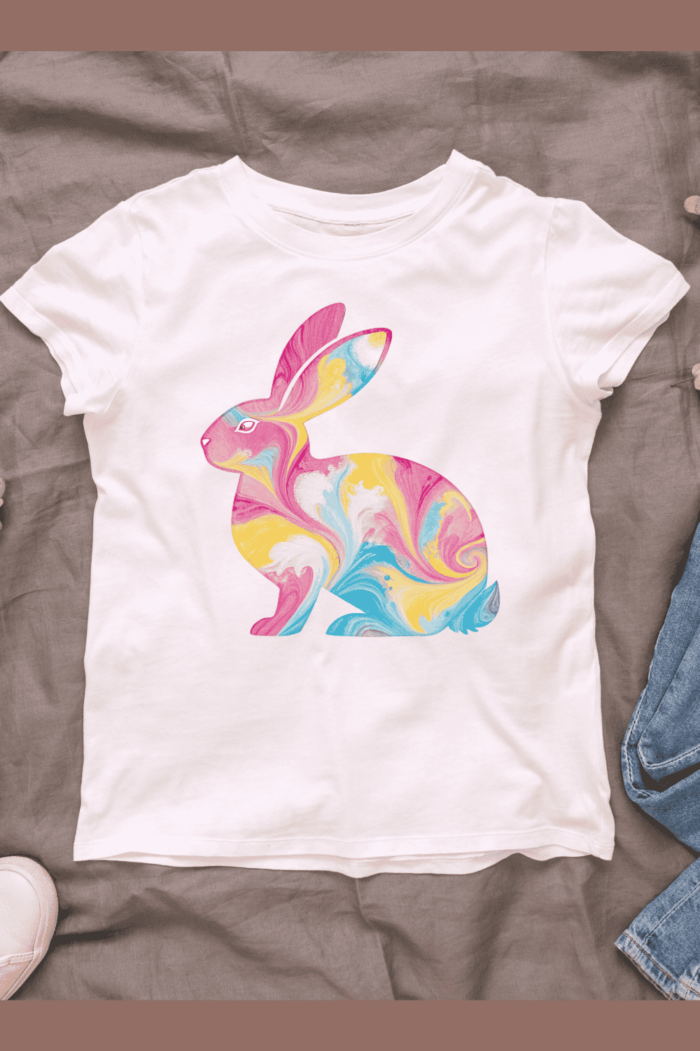 Abstract Painting Bunny T-shirt Design Bundle pinterest preview image.