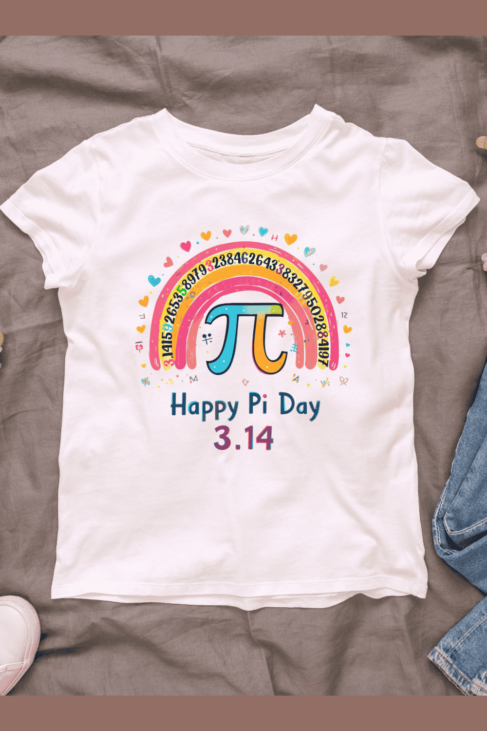 Rainbow Pi Symbol T-shirt Design pinterest preview image.