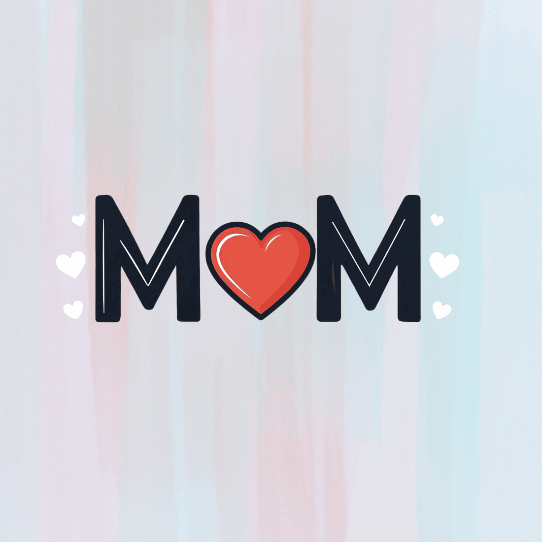 MOM Typography with Hearts T-shirt Design preview image.