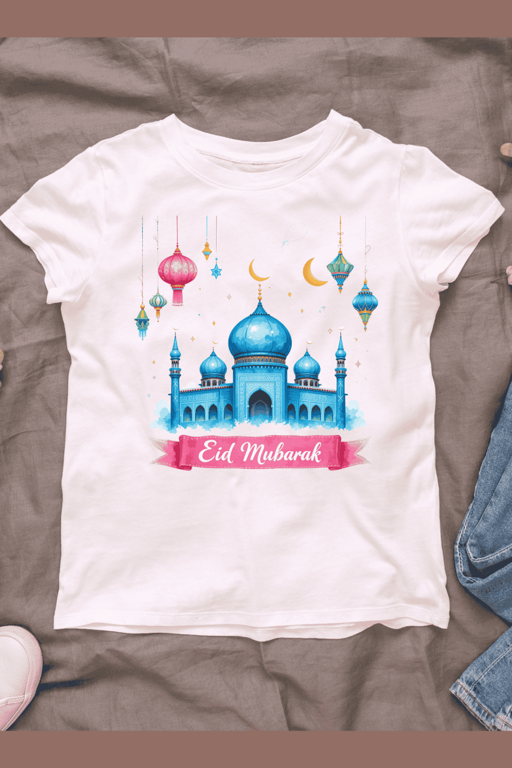 Happy Eid al-Fitr - Celebration T-shirt Design pinterest preview image.