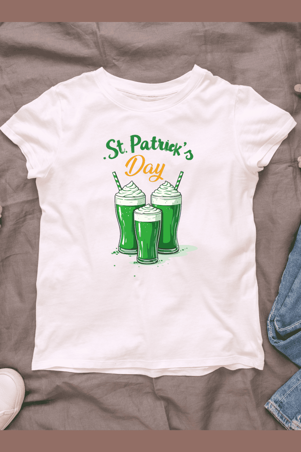 St Patrick's Day Green Milkshakes T-shirt Design pinterest preview image.