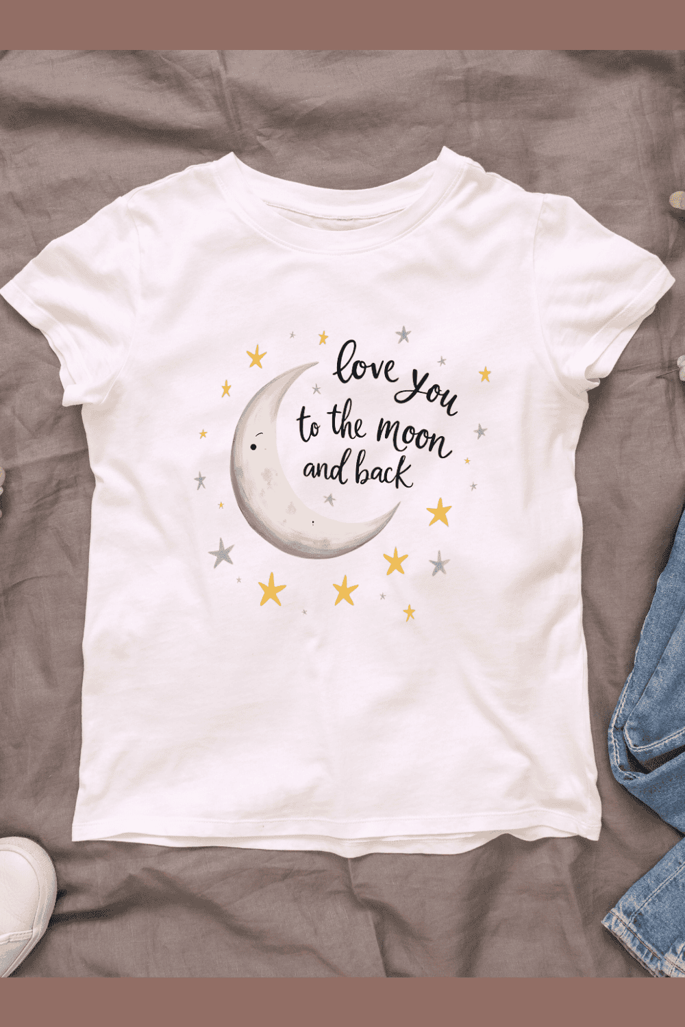 Love You To The Moon And Back T-shirt Design pinterest preview image.