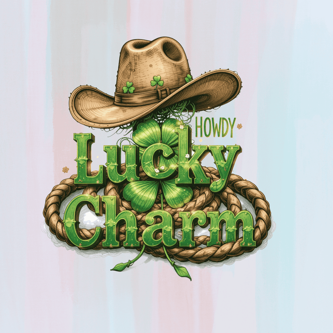 St Patrick's Day Cowboy Hat T-shirt Design preview image.