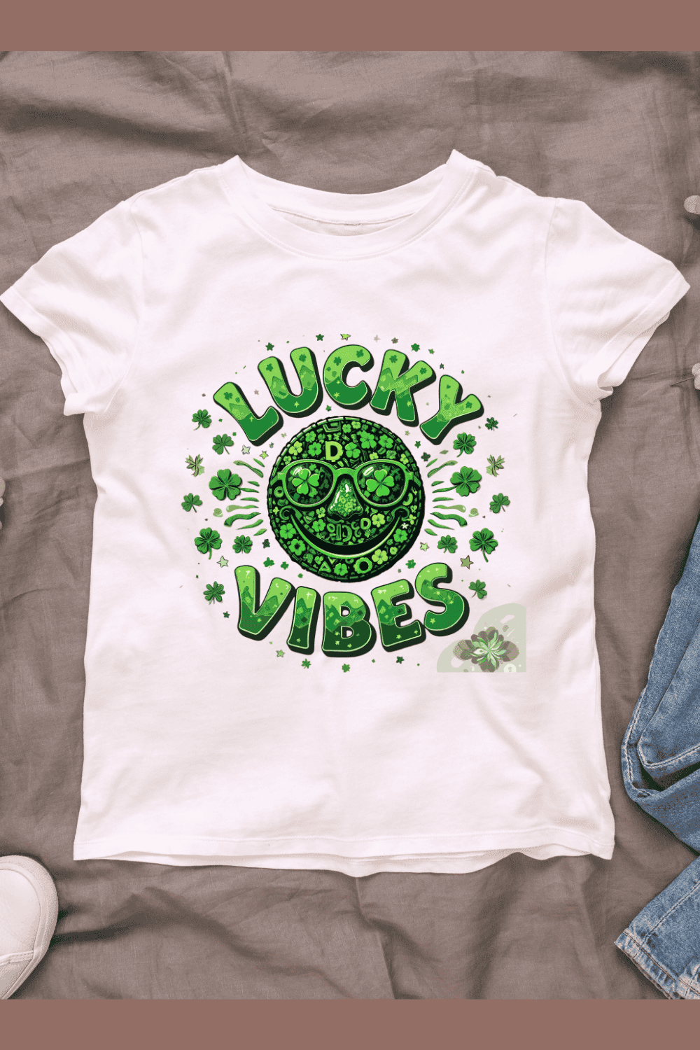 Lucky Vibes St Patrick's Day T-shirt Design pinterest preview image.