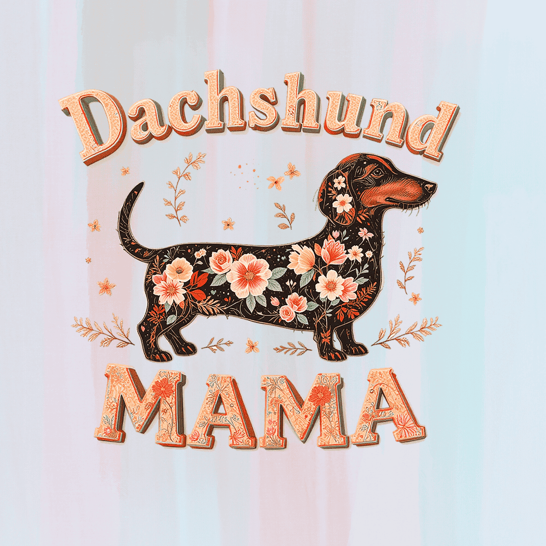 Dachshund Mom Floral Pattern Pet T-shirt Design preview image.