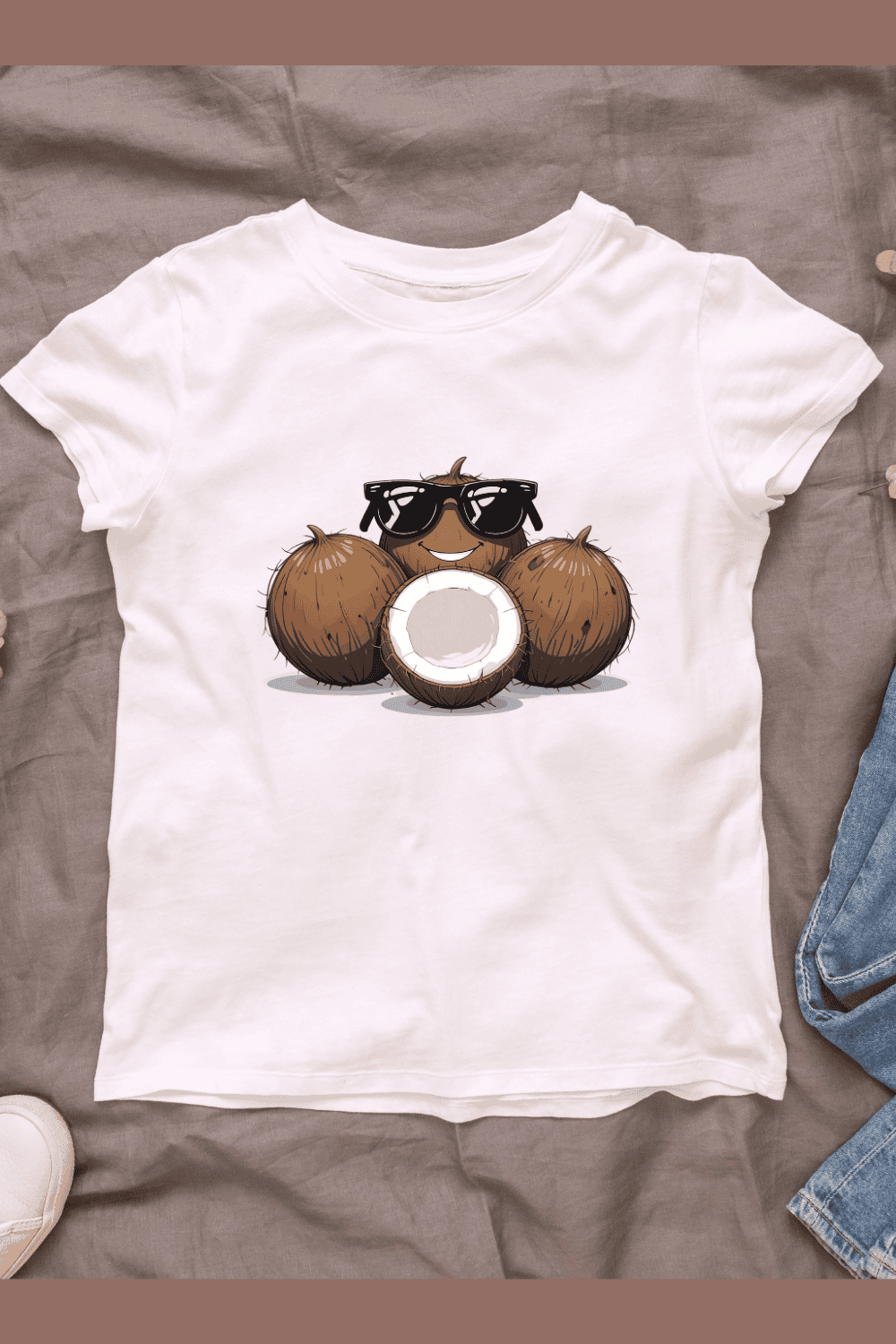 Summer Vacation Coconut T-shirt Design pinterest preview image.