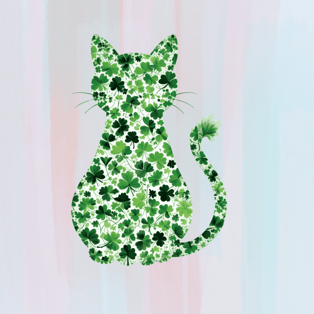 Clover Cat St Patrick's Day T-shirt Design preview image.