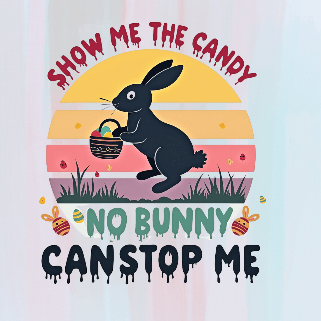 Black Bunny with Candy Basket T-shirt Design Bundle preview image.