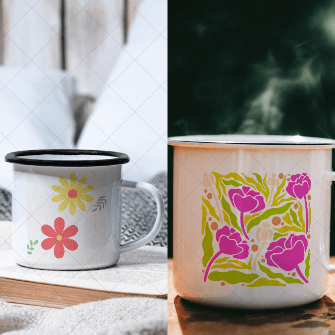 4 mug mockups preview image.