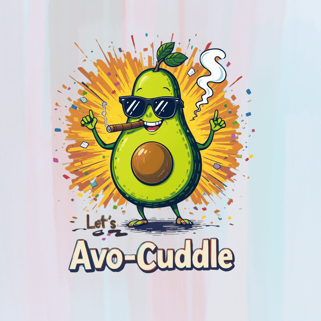 Let's Avo-Cuddle T-shirt Design preview image.