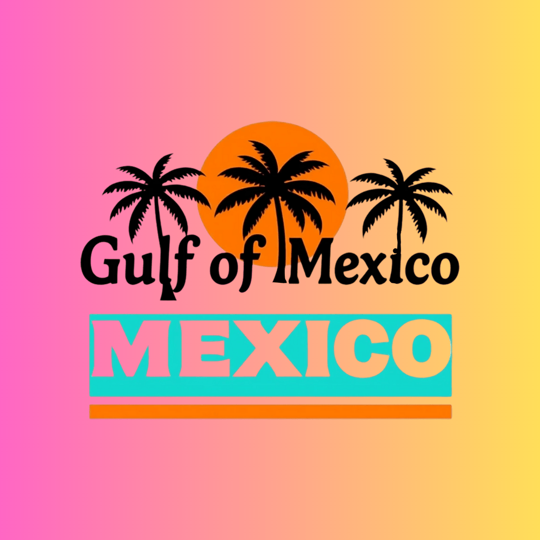 Vintage Retro Gulf of Mexico T-shirt Design preview image.