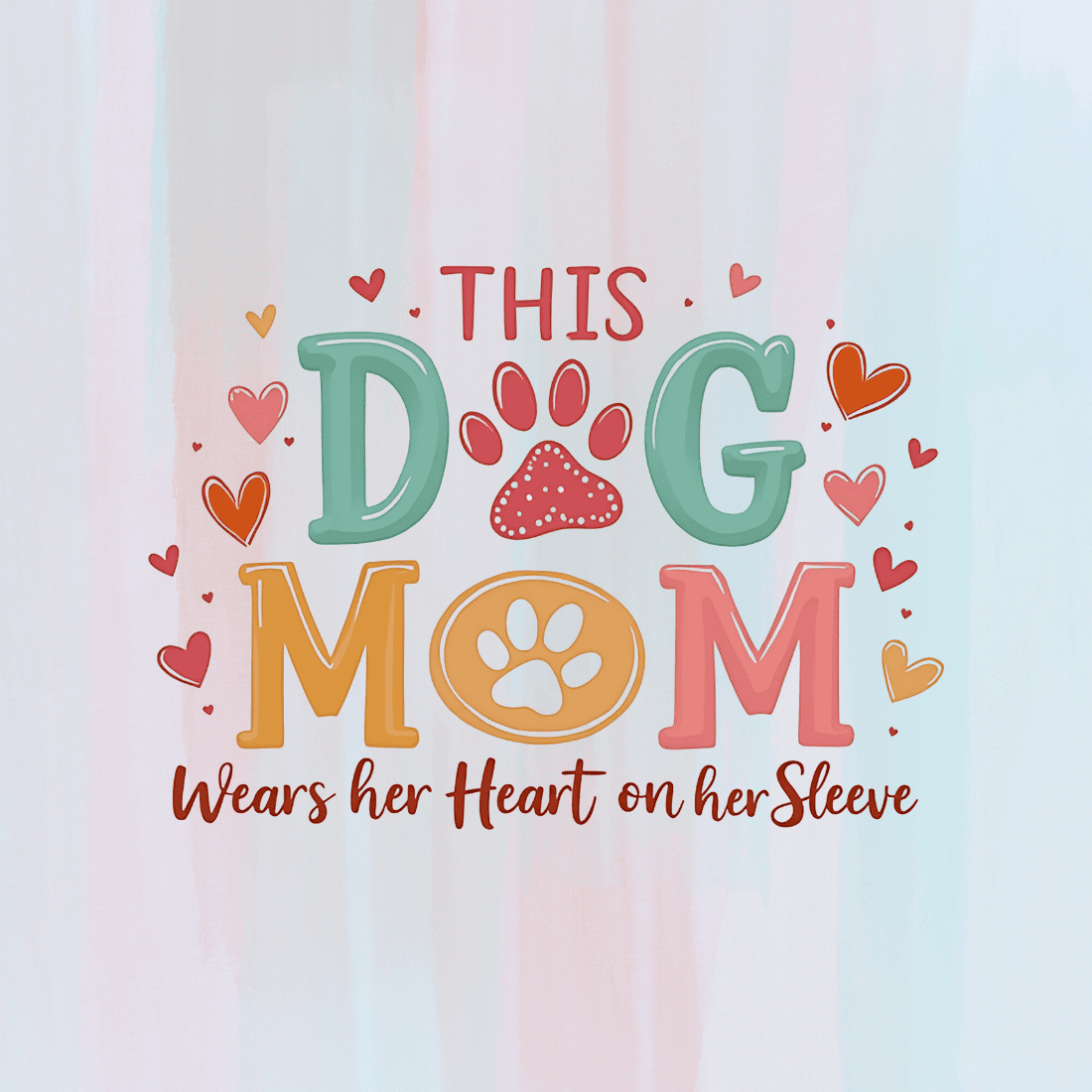 Dog Mom Text with Paw T-shirt Design Bundle preview image.