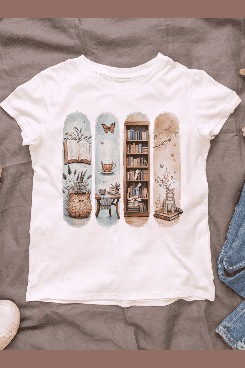 Space for Reading and Relaxation T-shirt Design pinterest preview image.