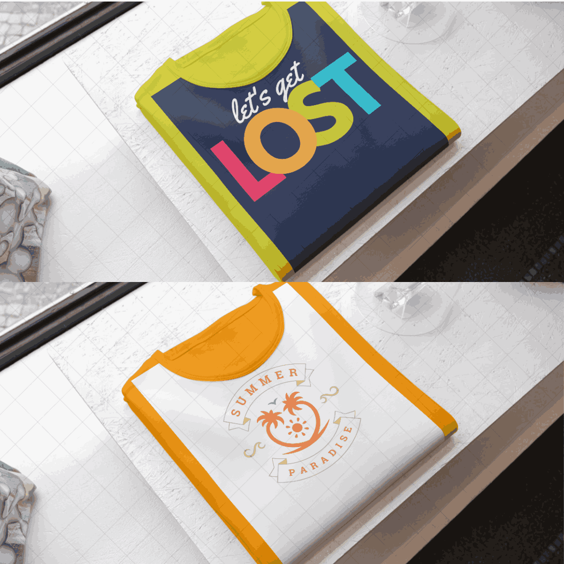 4 T-Shirts mockups preview image.