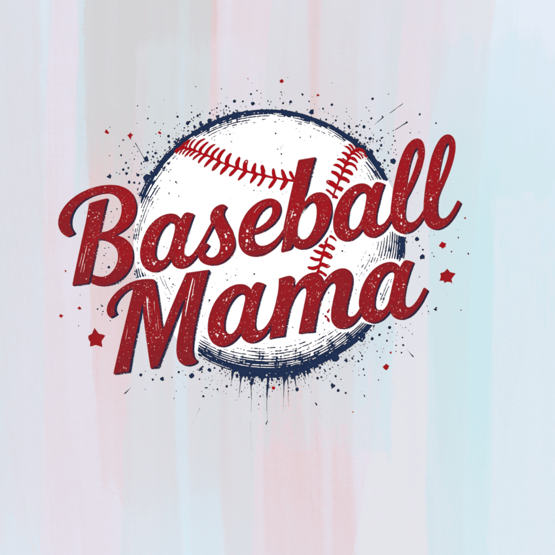 Baseball with Mama Text T-shirt Design preview image.