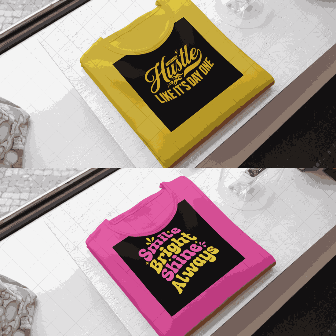 4 Eye Catching t shirts mockups preview image.