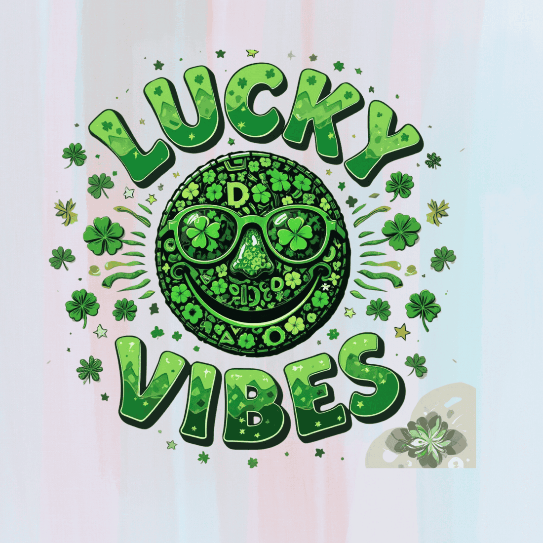 Lucky Vibes St Patrick's Day T-shirt Design preview image.