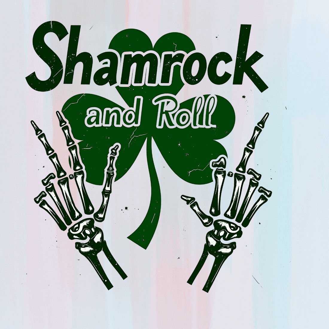 Shamrock and Roll Typography T-shirt Design preview image.