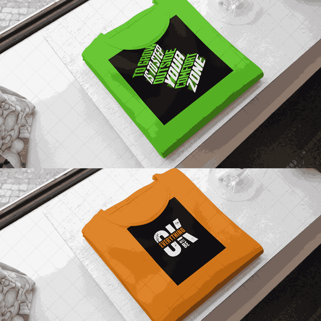 4 T-Shirts mockups preview image.