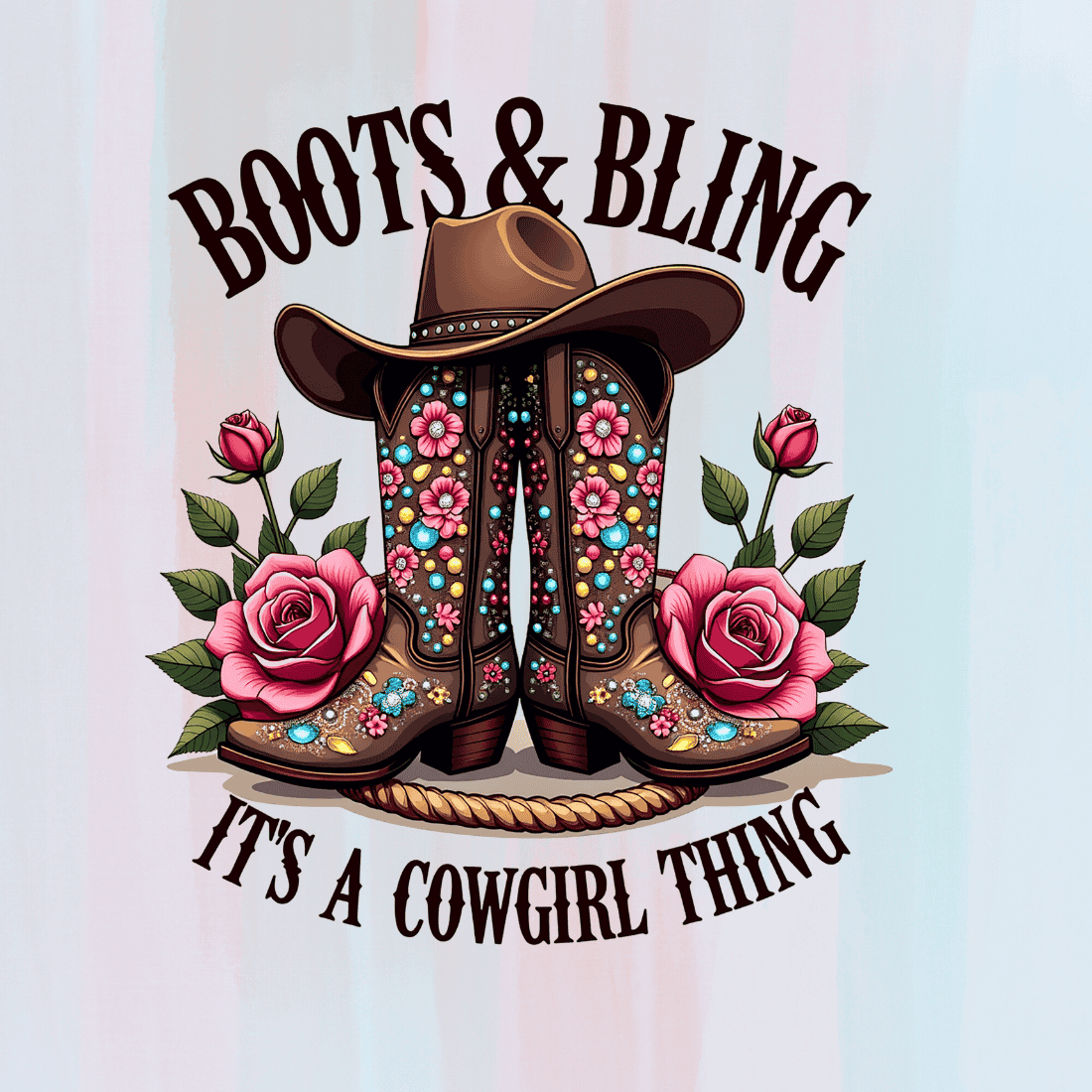 Western Hat and Boots T-shirt Design preview image.