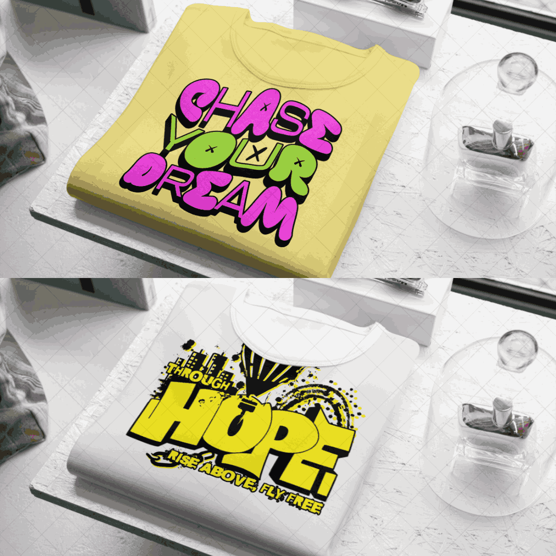 4 eye Catching T- Shirts mockups preview image.