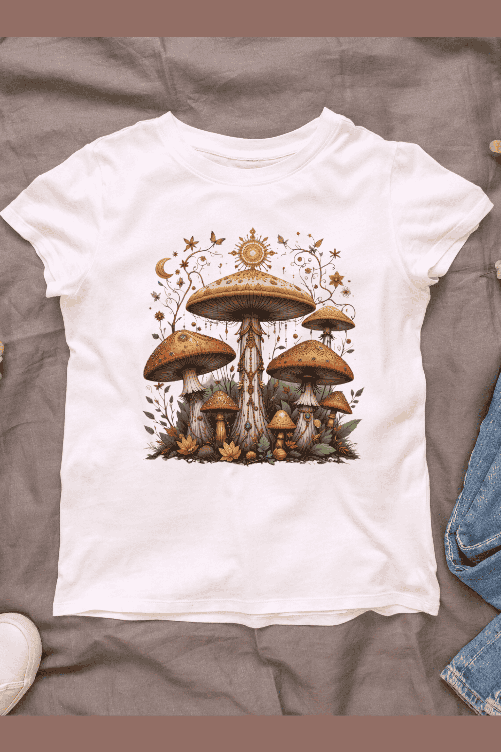 Mystical Mushroom Group T-shirt Design pinterest preview image.