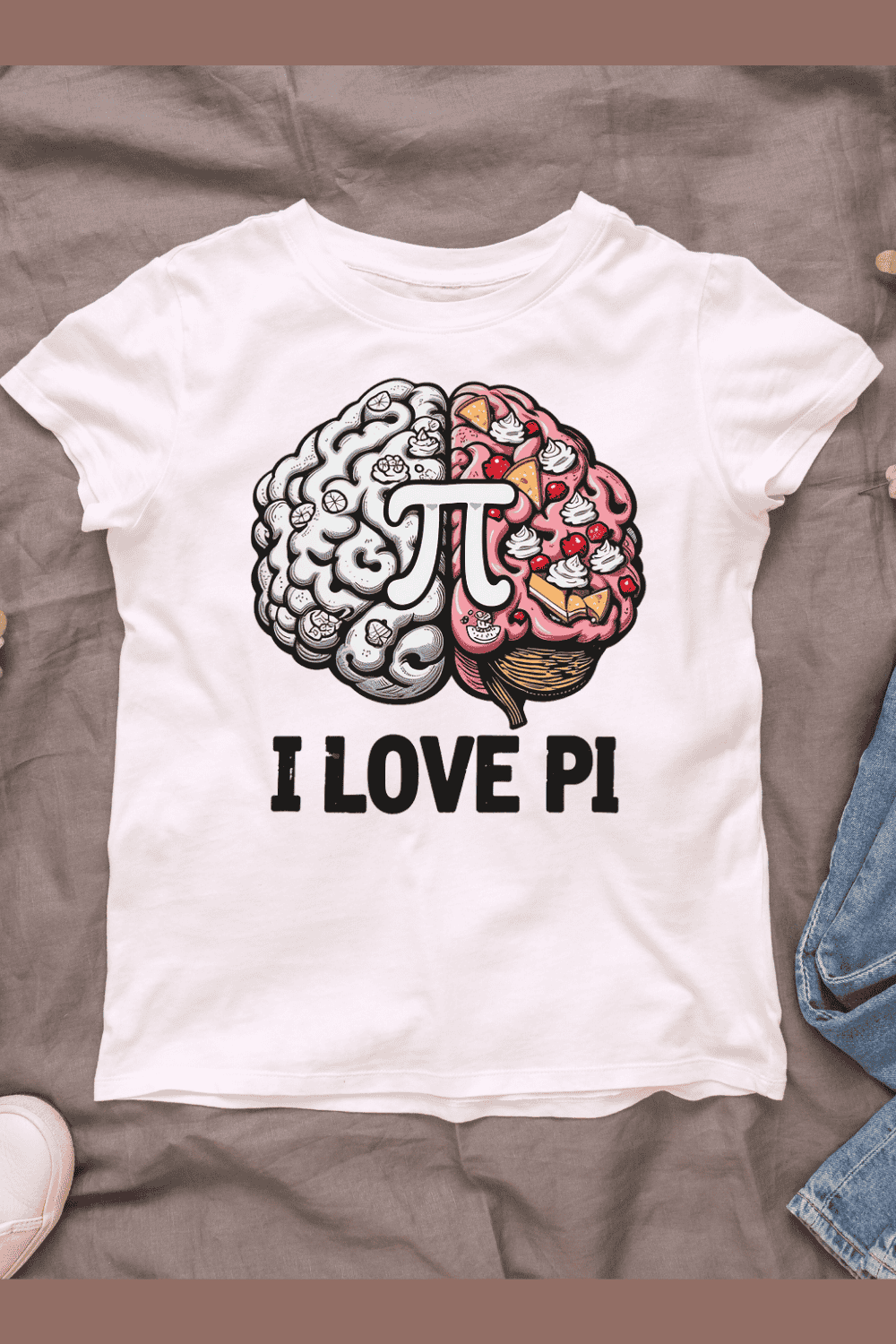 Pi Day Brain T-shirt Design pinterest preview image.