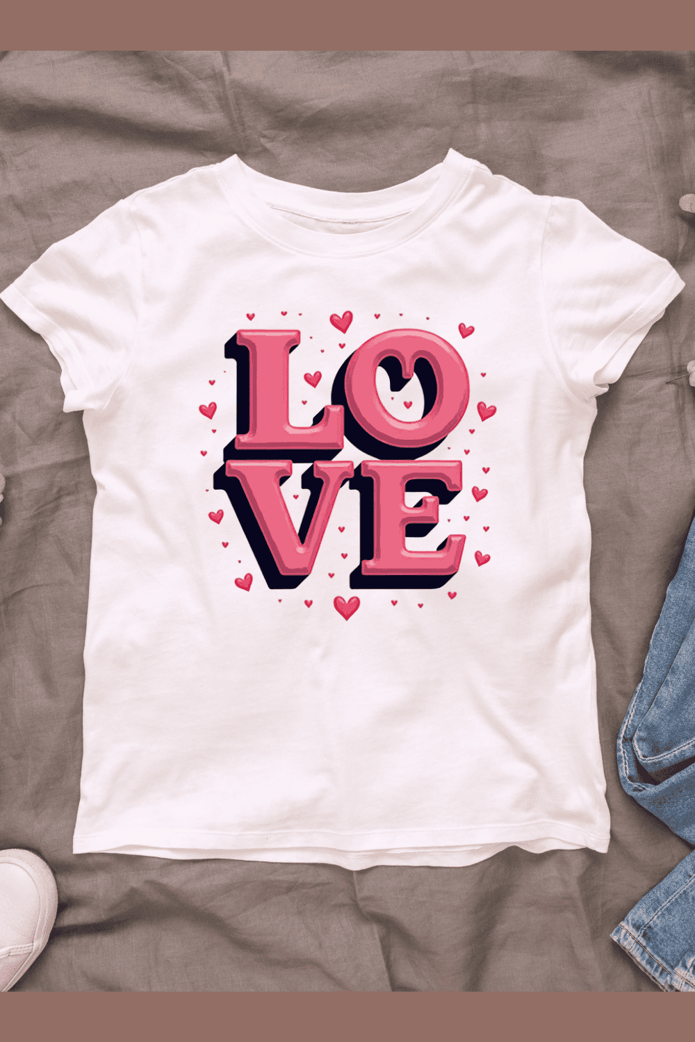 Love Word, Cute and Heartfelt T-shirt Design Bundle pinterest preview image.