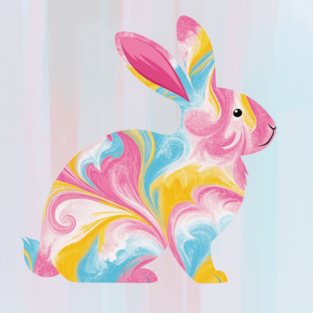 Watercolor Marbled Bunny T-shirt Design Bundle preview image.