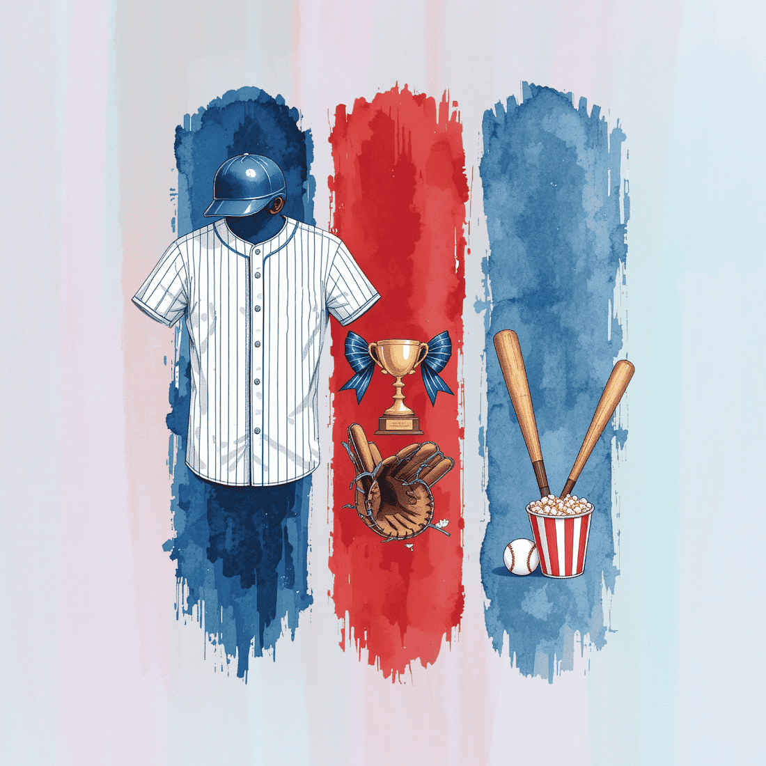 Blue and Red Themed Baseball Sports T-shirt Design preview image.