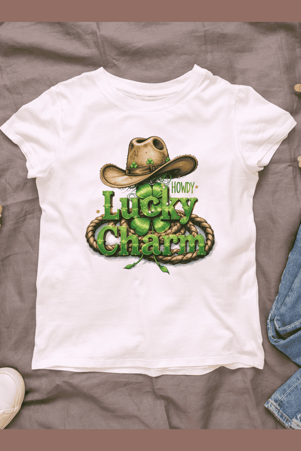 St Patrick's Day Cowboy Hat T-shirt Design pinterest preview image.