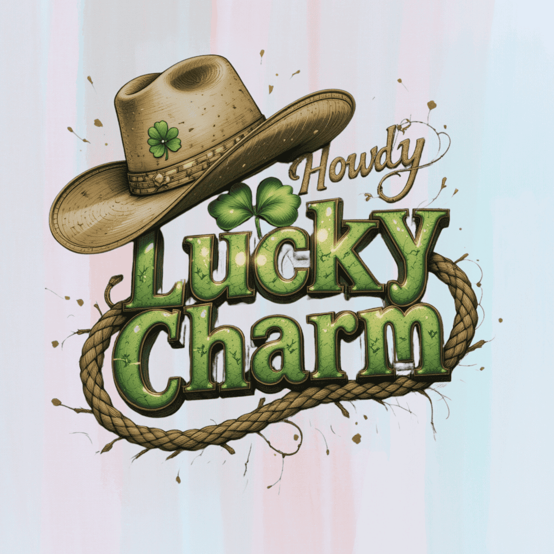 Howdy Lucky Charm Typography T-shirt Design preview image.