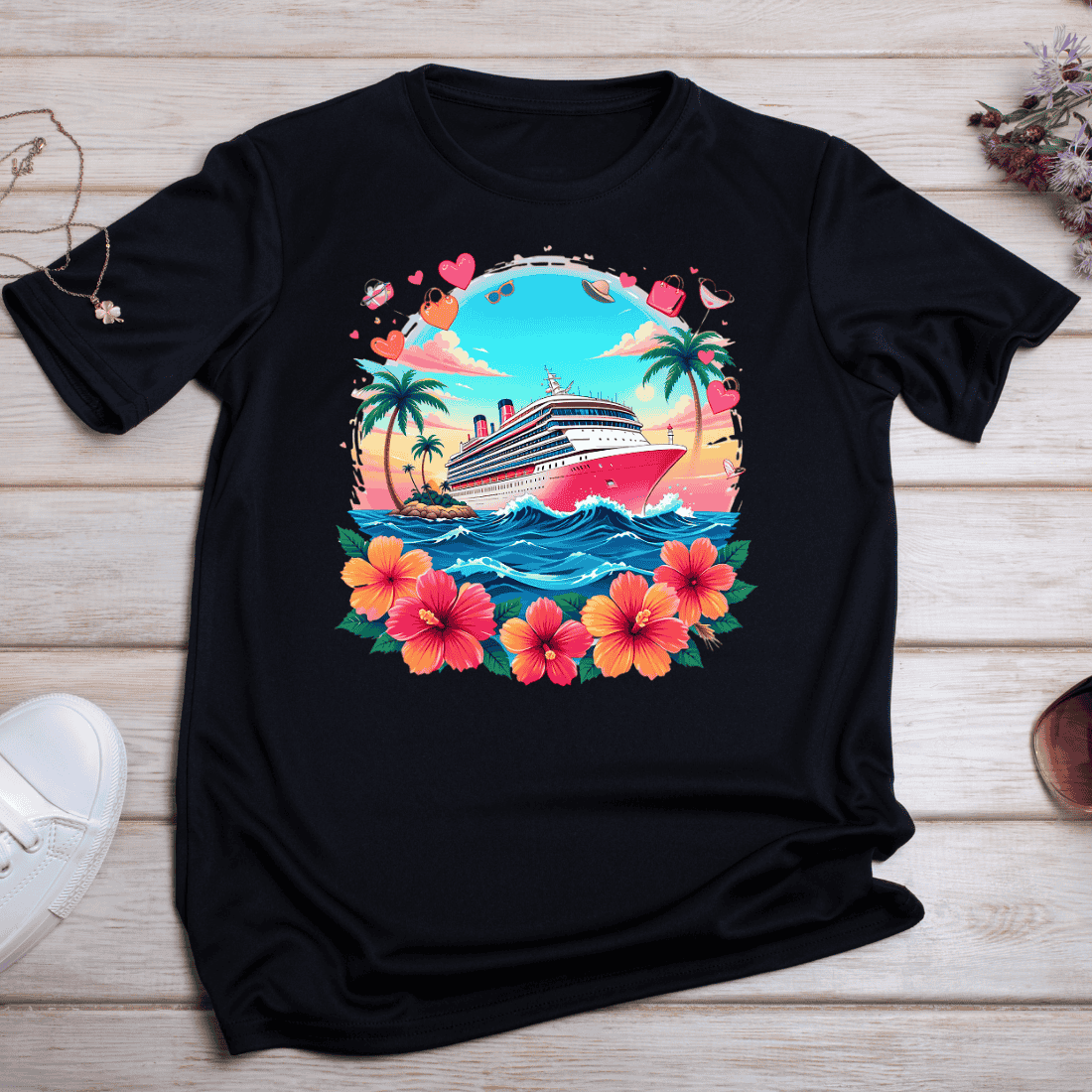 Tropical Island Cruise T-shirt Design preview image.