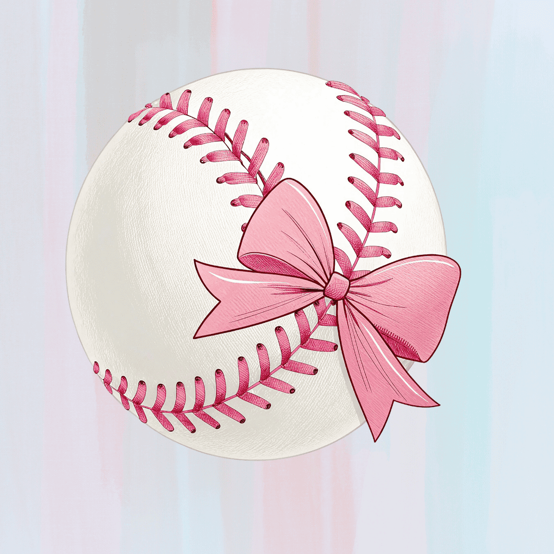 Baseball with Ribbon T-shirt Design Bundle preview image.