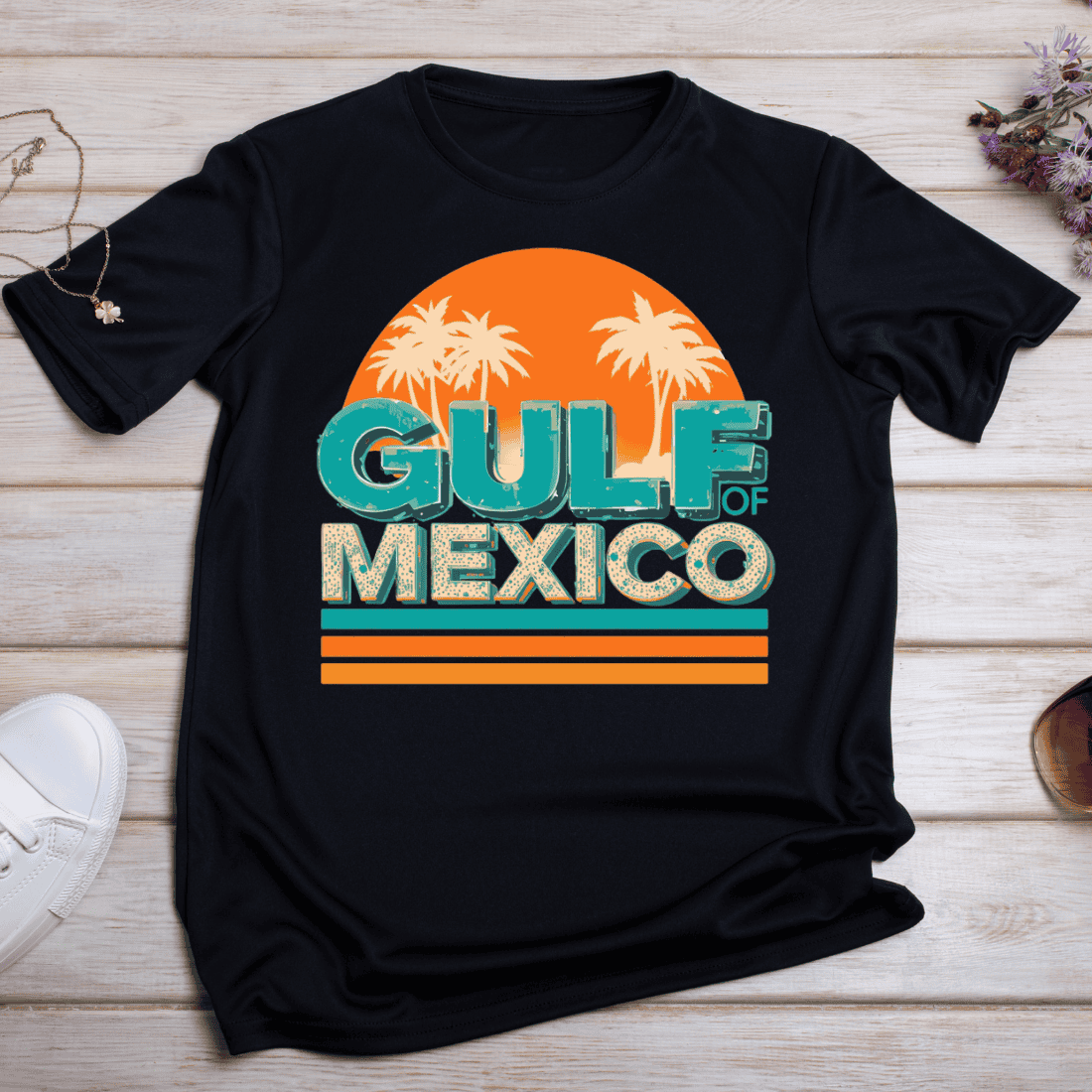 Retro Gulf Mexico T-shirt Design preview image.