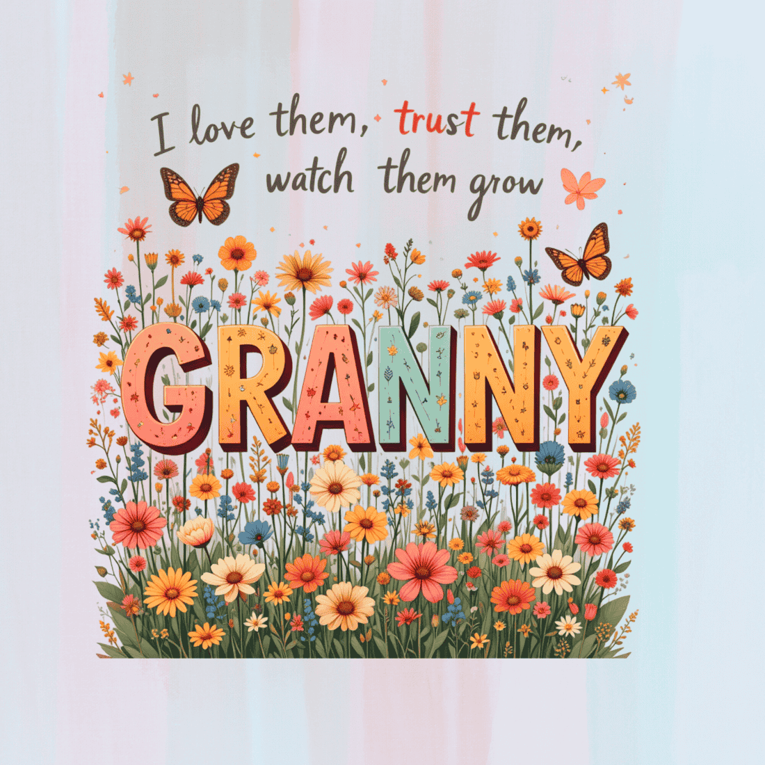 Granny Floral Field T-shirt Design preview image.