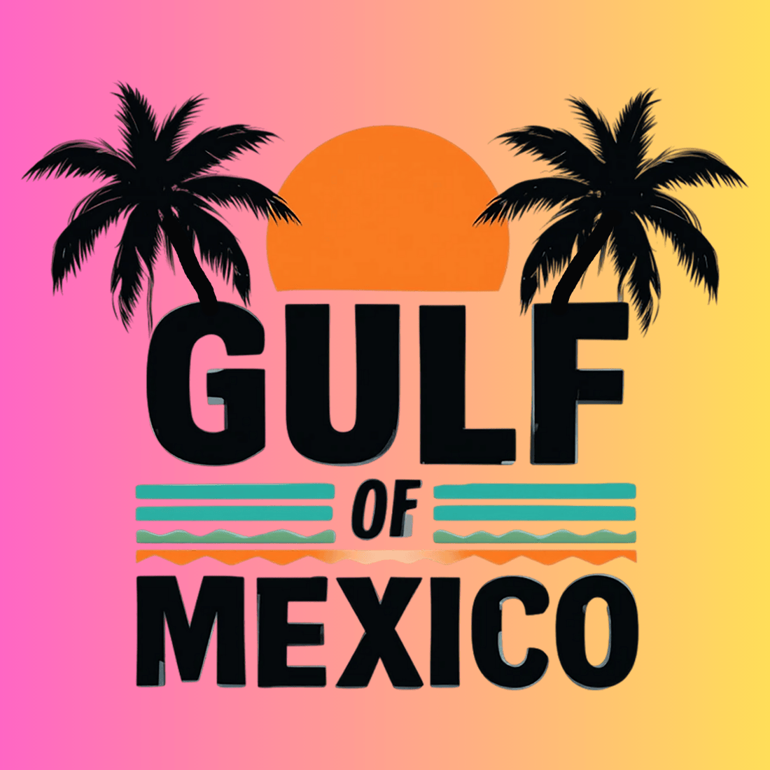 Retro Gulf of Mexico T-shirt Design preview image.