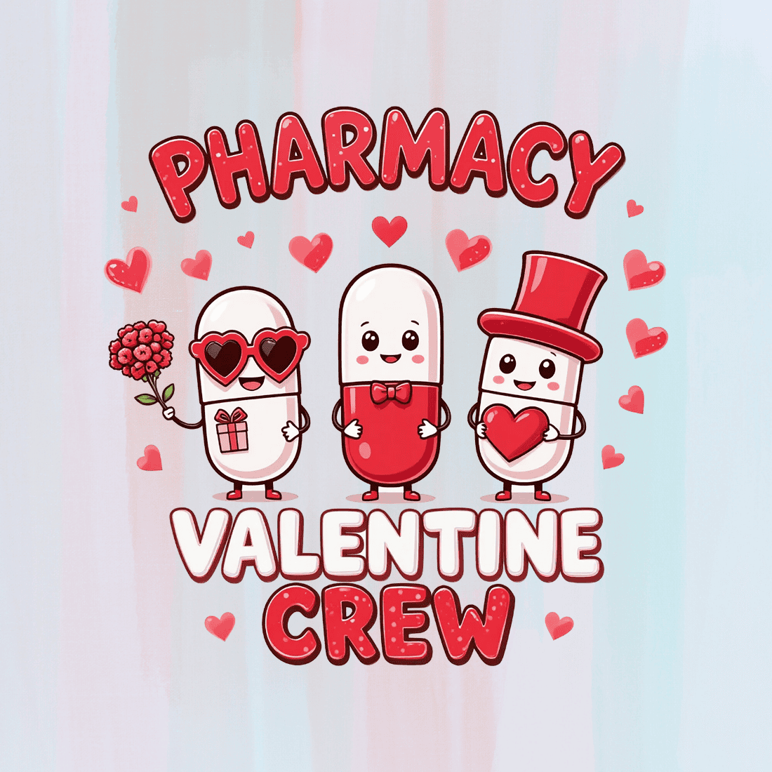 Pharmacy Valentine Crew T-shirt Design preview image.