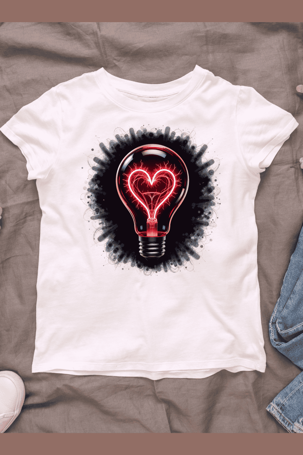 Romantic Light Bulb T-shirt Design pinterest preview image.