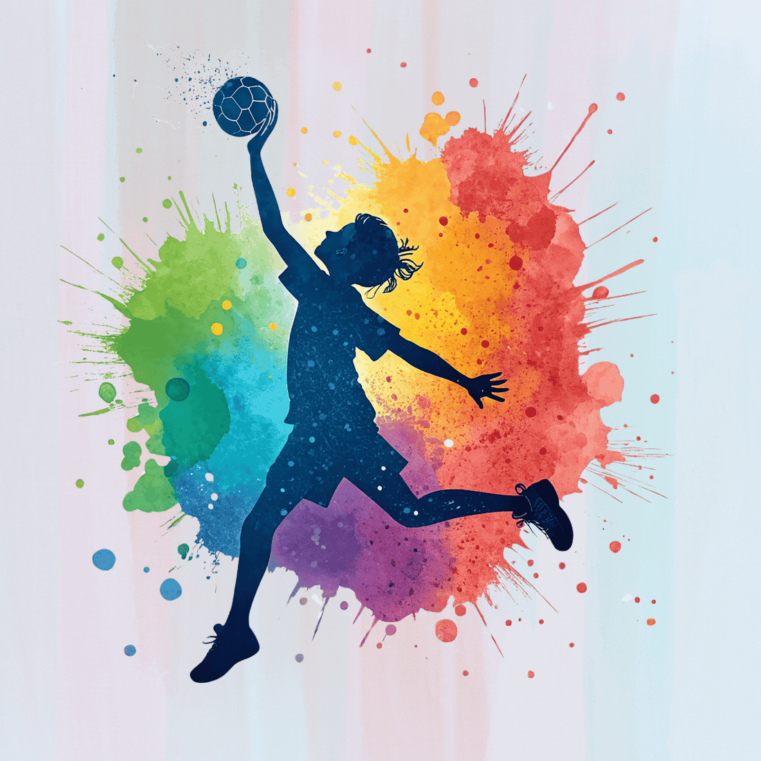 Colorful Volleyball Player T-shirt Design preview image.