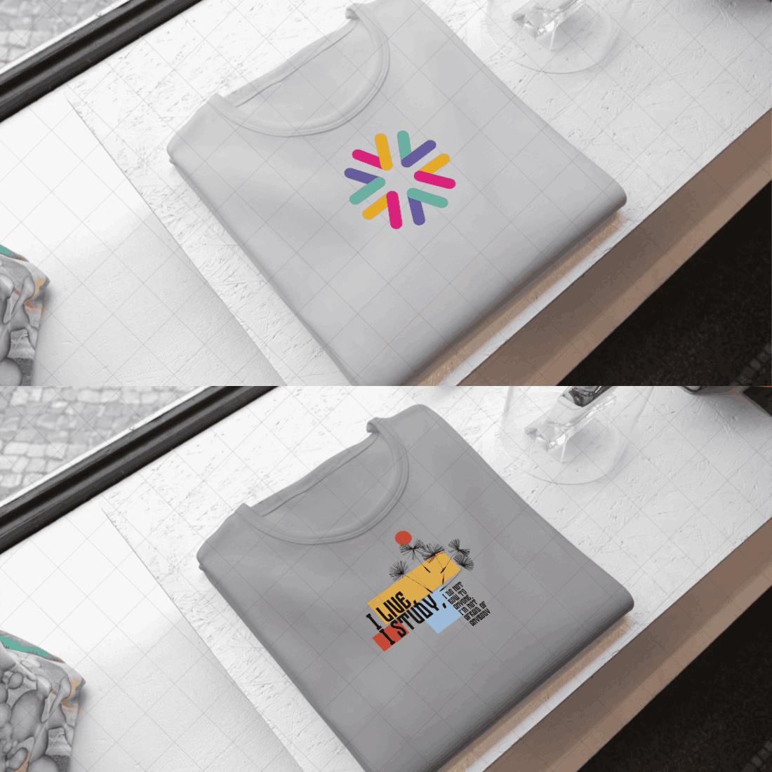 4 T-Shirts mockups preview image.